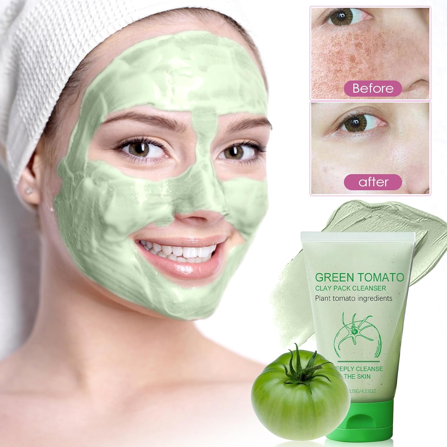 Green Tomato Clay Mask Pore Cleanser - Korean Green Tomato Clay