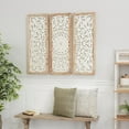 thumbnail image 2 of DecMode White Wood Intricately Carved Floral Wall Decor with Mandala Design (3 Count), 2 of 8