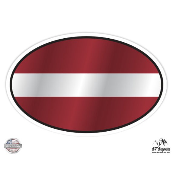 Latvia Flag Oval - 12" Vinyl Sticker Waterproof Decal