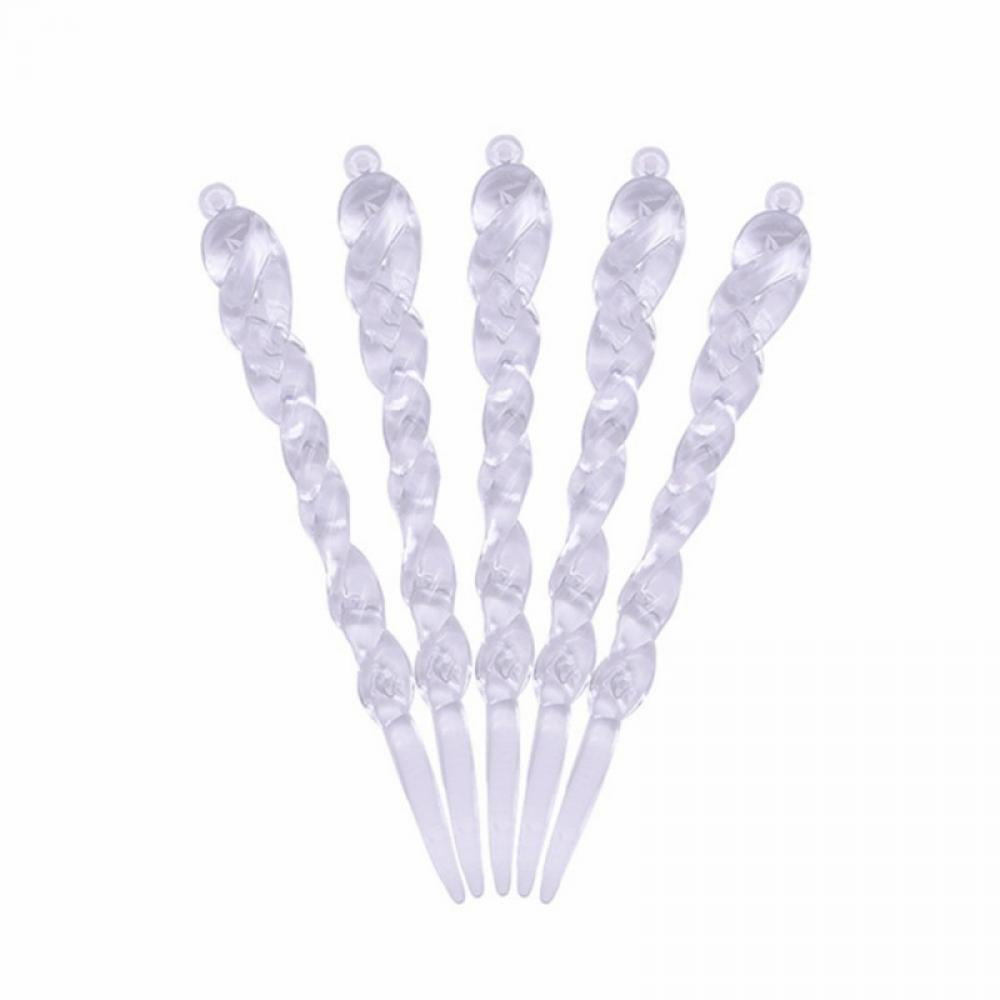 Hanging Icicle Christmas Tree Ornaments Glass Crystal Clear 12 Pcs Ornament GT 