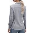 thumbnail image 5 of Vivianyo HD Women's Fall Pluse Size Solid Tailored Button Down Shirt, Lapel Collar Long Sleeve Formal Woven Office Blouse for Women for Work, Women's Gray, Sizes S-5XL, 5 of 6