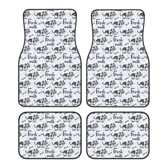 Disketp Cow With Fresh Milk for Crystal Velvet Car Mats Four-Piece Set,All-Season Automotive Protection, Vehicles, Cars, Trucks, and SUVs,Anti-Slip Design