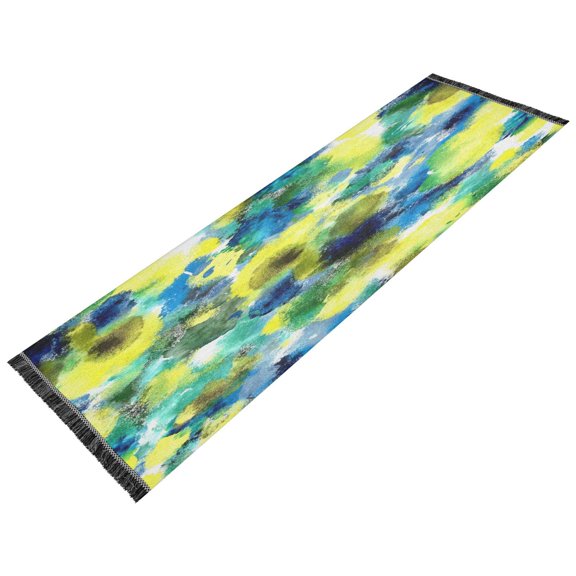 Vintage Modern Runner Rug,Non Slip Machine Washable 72"x23.5" Polyester Material Pet-Friendly Durable,Applicable to Entryway Rug Living Room Rug Yellow Watercolor