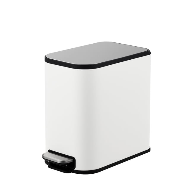 Stainless Steel 5L Step Trash Can, Compact Vertical Garbage Bin with Removable Inner Bucket,Fingerprint Resistant, for Bathroom, Bedroom, Kitchen & Office