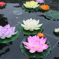 thumbnail image 3 of Save Big Matoen 10cm Artificial Floating Foam Lotus Flower with Water Lily Pad, Lifelike Ornanment Perfect for Home Garden Pond Decoration（Orange）, 3 of 4