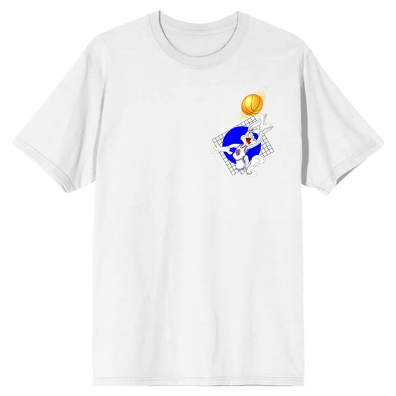 Space Jam 1996 Hoops & Toons Crew Neck Short Sleeve Men's White T-shirt-Medium