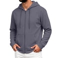 thumbnail image 2 of Zip Up Hoodie Men Long Sleeve Lightweight Solid Color Plain Hooded Sweatshirts Casual Fall Spring Track Jackets, 2 of 7