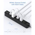 thumbnail image 3 of Cable de extensión Power Strip, protector contra sobretensiones de 10 pies y 8 enchufes, 3 of 7