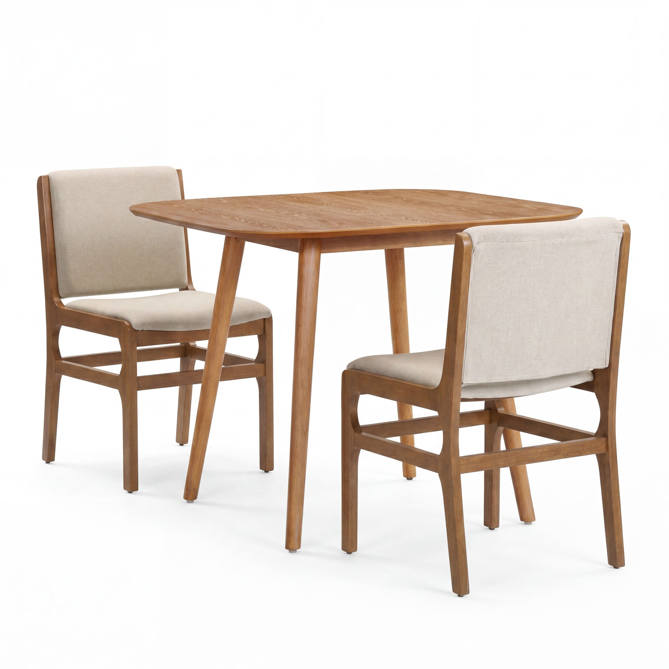 Christopher Knight Home 3-Piece Dining Set, Square Wood Table and Wheat Upholstered Chairs, Natural