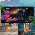 thumbnail image 5 of 1 Pcs 2D Flat License Plate Covers & Frames, Colorful Unicorn License For Decorative Front, Waterproof For Decoration Aluminum License Plate Covers & Frames Cover For Men Women, 12" X 6", 5 of 7