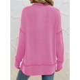 thumbnail image 2 of Womens Long Sleeve Tops Ribbed Loose Fit Oversized Sweatshirts with Side Slit High Low Hem Fall Outfits Rose Red M, 2 of 5