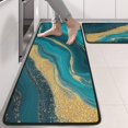 thumbnail image 2 of Kitchen Rugs Sets Of 2,Teal Gold Wave Marble Pattern Anti Fatigue Kitchen Mat Rugs Non Slip Washable,Decorative Kitchen Floor Mats for Kitchen,Sink,Laundry,17"x47"+17"x47", 2 of 5