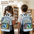 thumbnail image 3 of Xoenoiee Shark Surfboard Wave Print Clear Backpack for Boys Teens, Large Capacity School Bag Bookbag for Elementary Middle High Students, PVC See Through 17 Inch Lightweight Bookpack Knapsack, 3 of 7