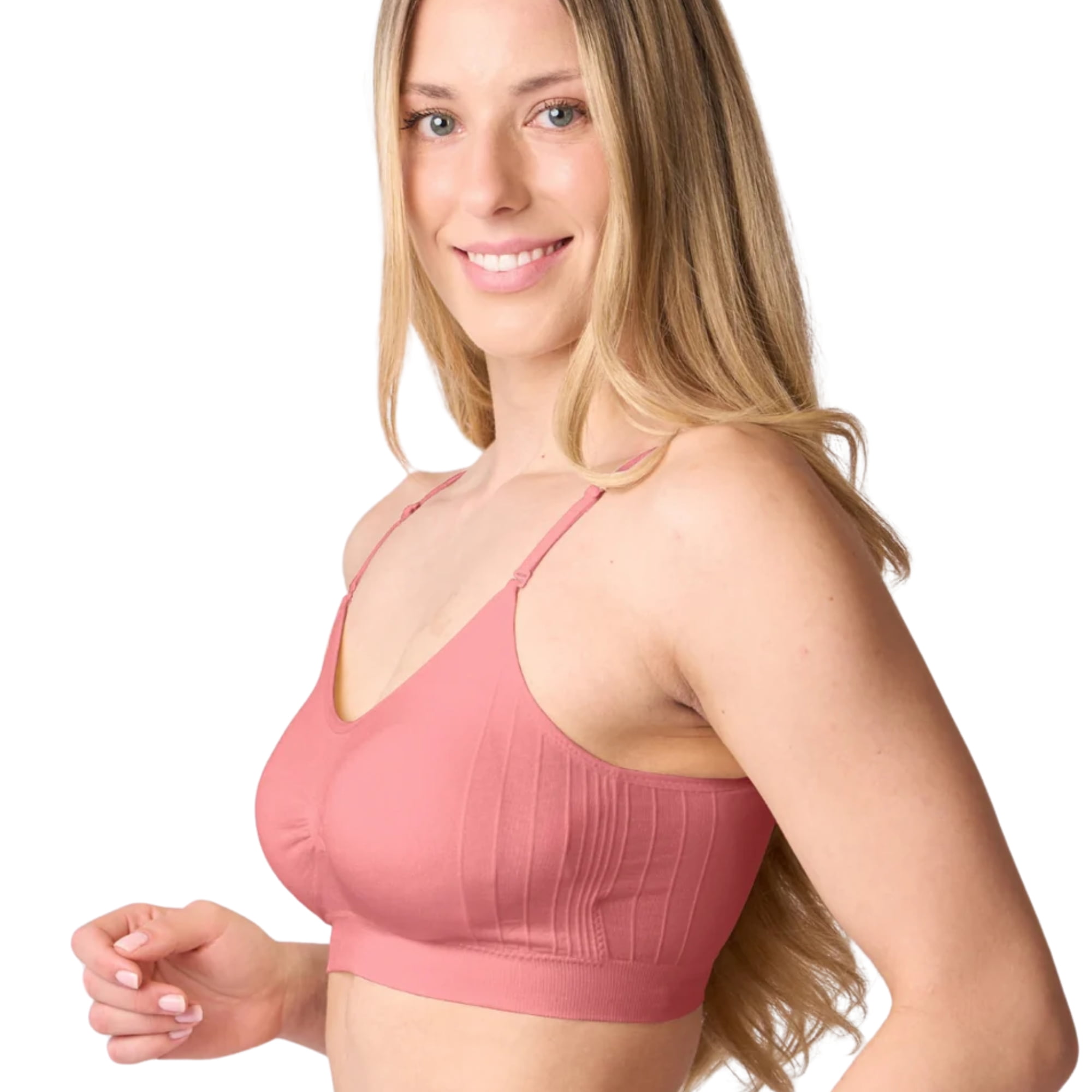 Coobie Seamless Bras for Women No Underwire Scoopneck Cami Bra 9012,Dusty Pink,One Size