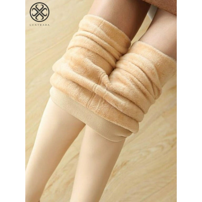 Winter Woman's Pantyhose One-piece Translucent Wool Sock Pants Soft Plush  Lined Thermal Tights High Elastic Breathable Sockings