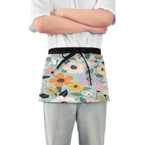 Yayeee Waist Apron with Pockets for Cooking Waterproof Half Server Aprons, Floral Pattern