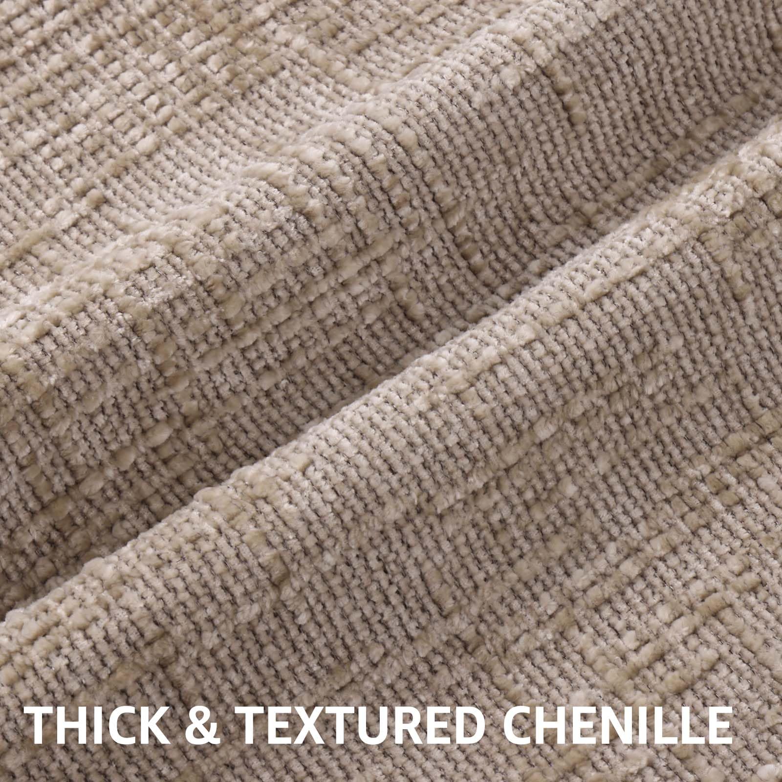 HAPPINESS Chenille Throw Pillow Covers 20x20 Set of 2 Thick Textured Slubby Couch Pillow Covers Farmhouse Accent Modern Neutral Decorative Pillow Cases for Bed Sofa Living Room