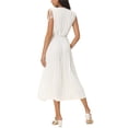 thumbnail image 3 of Unique Bargains Robe Midi Plissée Sans Manches Décontractée Taille Haute Col en V Fluide à Volants Blanc L, 3 of 5