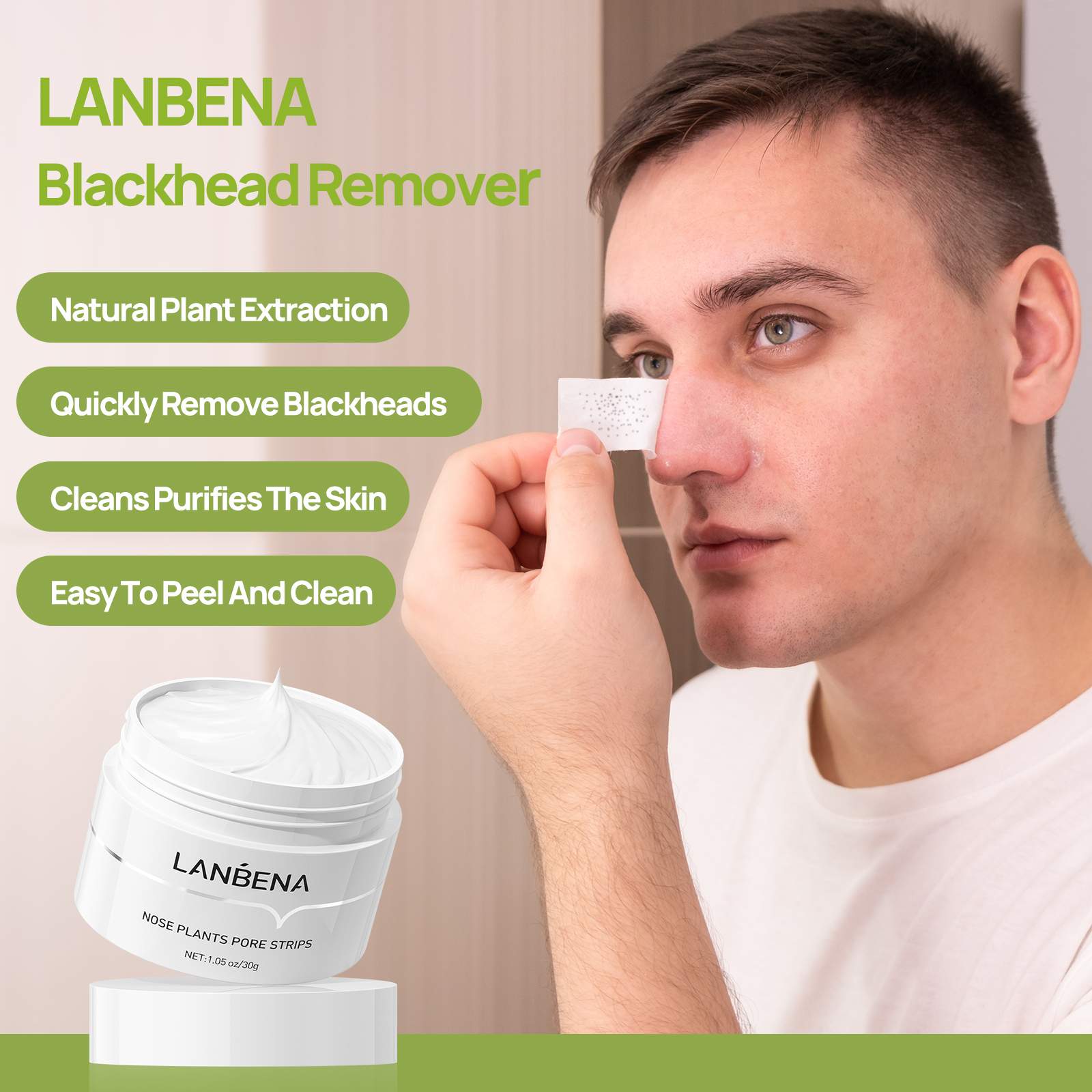 LANBENA Advanced Blackheads Remover Face Clean Pores Peel Off  Face Mask Nose Strips for Blackheads(30g/1.05 Ounce) - image 5 of 8