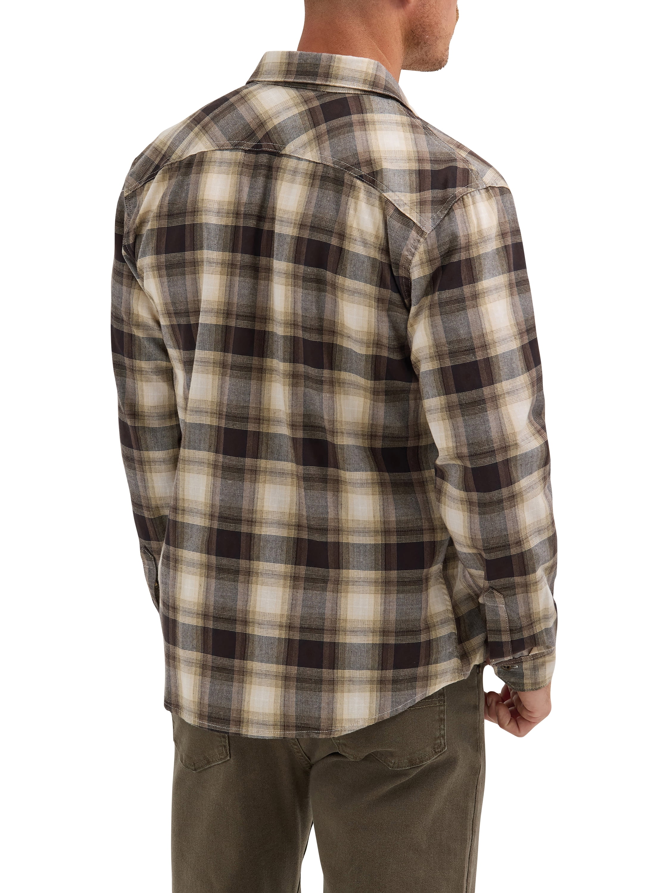 Wrangler® Men's Slim Fit Long Sleeve Woven Twill Shirt with Sunglasses Cleaner, Sizes S-5XL
