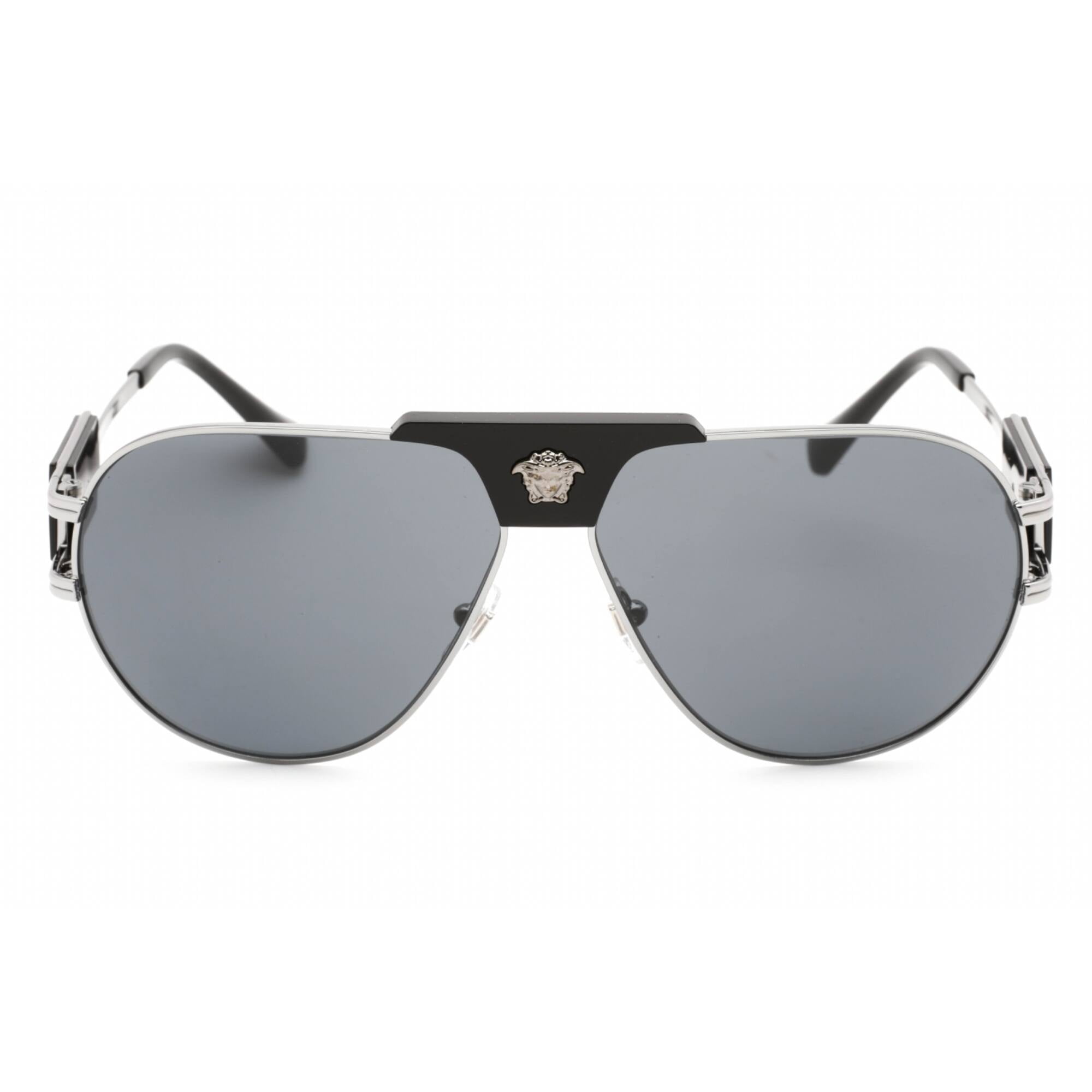 Versace Men's Pilot Sunglasses, Dark Grey Lenses, Gold Metal Frame
