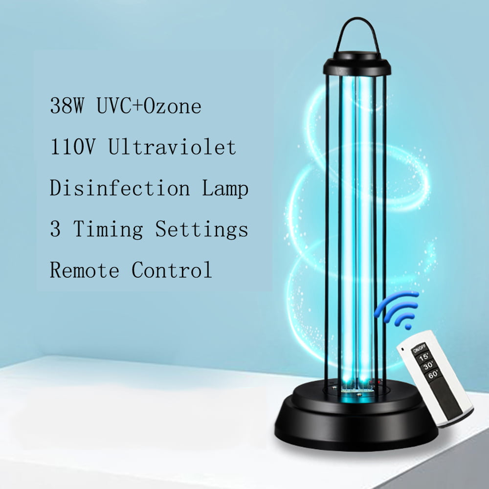 White with Child Lock Anti-Virus UV Light with Intelligent Human Body Induction 110V 38W Ultraviolet Germicidal Lamp with Ozone Sterilization for Hotel Living Room Bedroom 