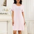 thumbnail image 3 of zbxnLI Nightgowns for Women Short Sleeve Sleep T-Shirts Casual Soft Sleep Dress Sleepwear Dress Solid Color, 3 of 5