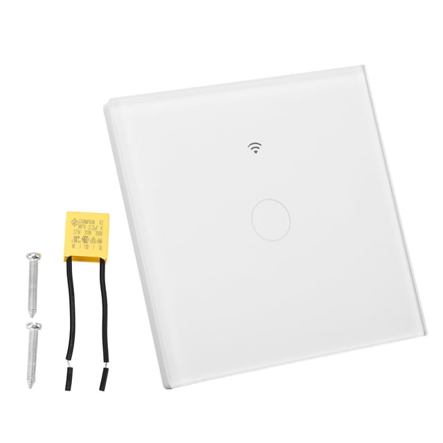 Interruptor de Luz Wifi Rf Ticfox Control Táctil Panel De Vidrio Impermeable Blanco 10a Ac80-260v