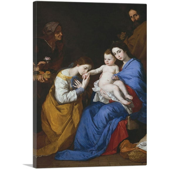 ARTCANVAS Holy Family With Saints Anne Catherine Of Alexandria 1648 Canvas Art Print by Jusepe De Ribera - Size: 26" x 18" (0.75" Deep)