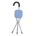 thumbnail image 4 of Silla plegable de mimbre con 3 patas antideslizantes que soporta hasta 10 kg. Azul claro, 4 of 9