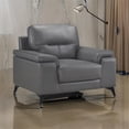 thumbnail image 5 of Pemberly Row 36" Accent Chair in Dark Gray Top Grain and Faux Leather Metal Legs, 5 of 11