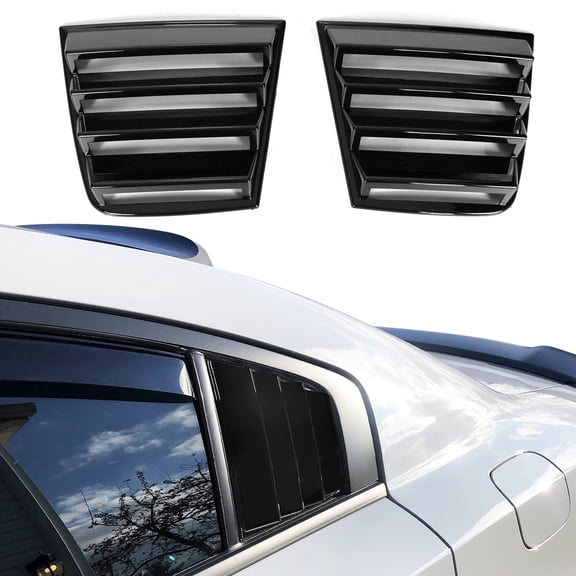 Ikon Motorsports Compatible with 11-23 Dodge Charger V1 Style Side Window Scoop Louver Gloss Black