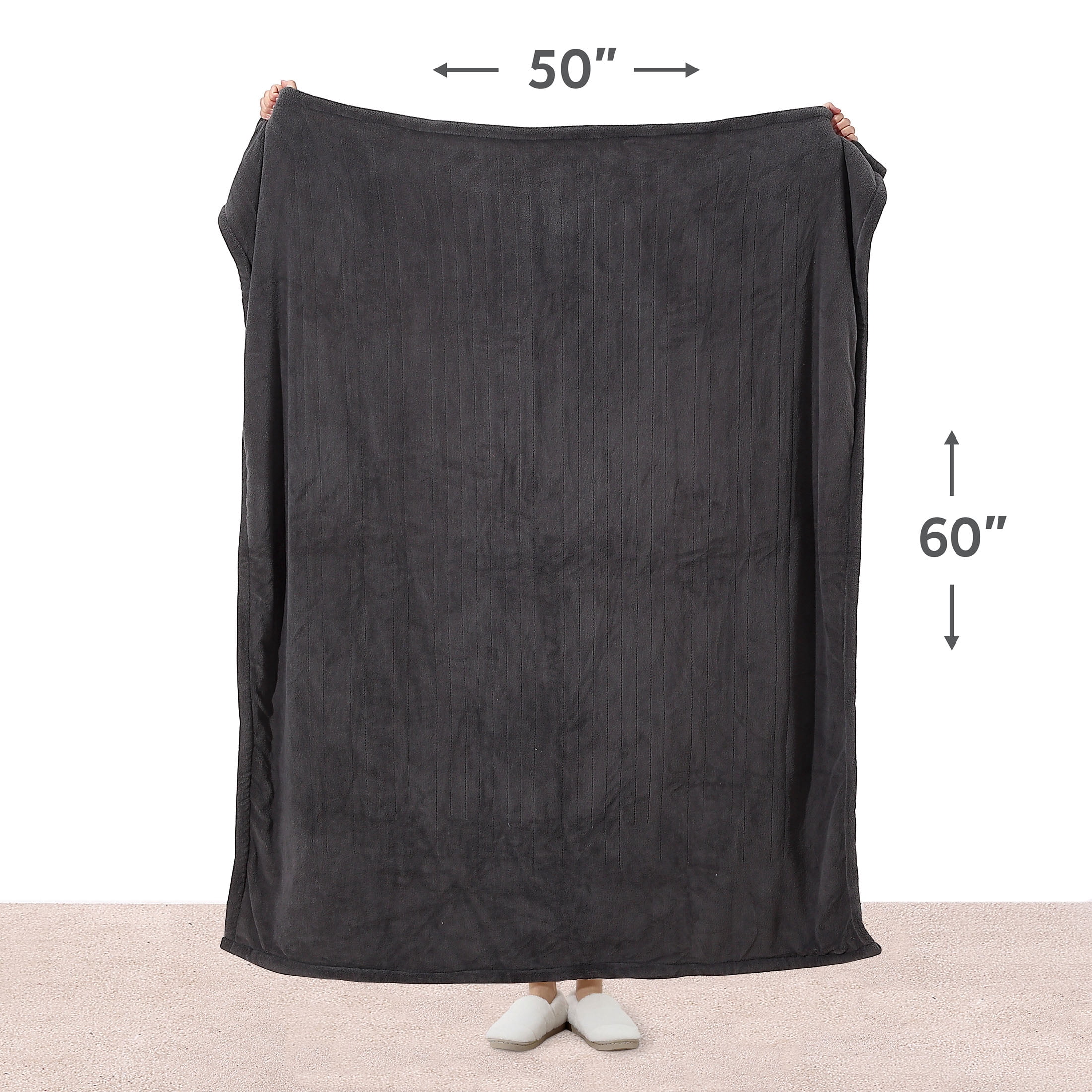 (2 pack) Sunbeam Microplush Sherpa Electric Heated Throw Blanket, Slate