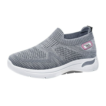 QYZEU Wide White Sneakers for Women Casual Flat Shoes Women Women s Spring and Summer Fashion Mesh Shoes Soft Sole Shoes Casual Light Breathable Comfortable Shoes Grey 41