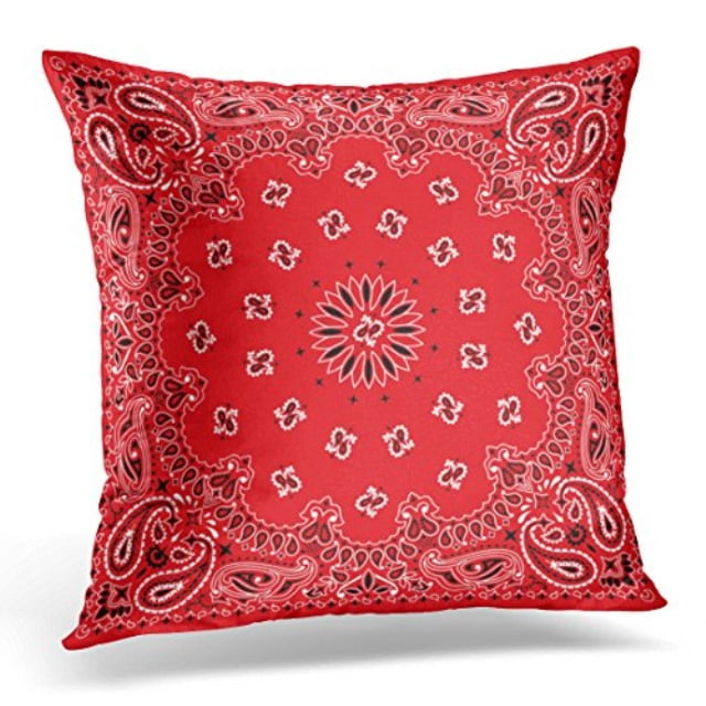 Upoos Throw Pillow Cover Red Western Bandana In 3 Colors You Can