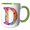 Green/White, variant on 3drose, Colorful Monogram Letter D, 11oz Two-tone Green Mug