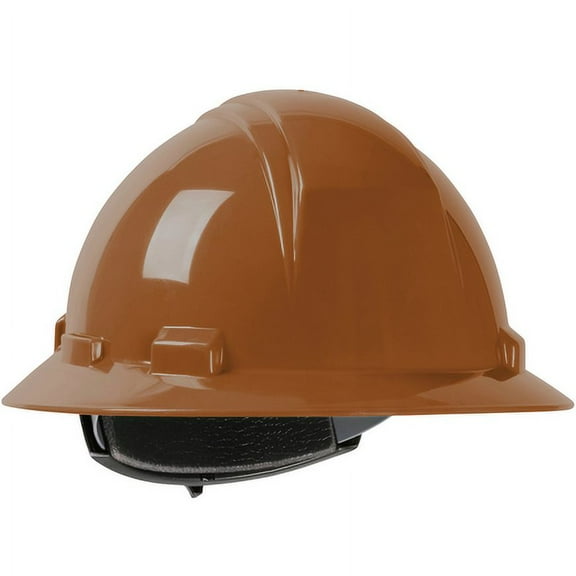 PIP Industries B3113464 Kilimanjaro Full Brim HDPE Shell 4 Point Nylon Webbing Cradle Ratchet Adjustment Hard Hat, Brown