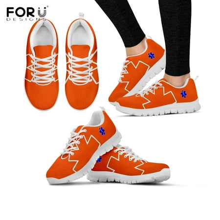 

Nursing Shoes for Women Flats Cute Paramedic EMT EMS Pattern Orange Nurse Shoes Casual Spring/Autumn Ladies Sneakers