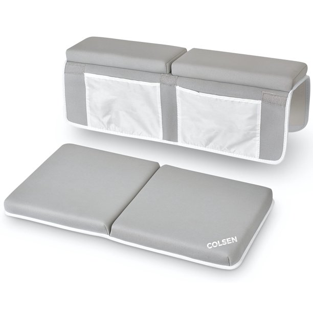 COLSEN Bath Kneeler and Elbow Rest Pad with Bathtub Toy Organizer, Gray