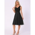 thumbnail image 4 of DARING DIVA Sequin Lace V Neck Wedding Guest Dress XS Black, 4 of 6