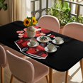 thumbnail image 3 of Valentine's Day Table Cloths for 3 Foot Rectangle Tables, Red Love Heart Truck Black Modern Art Patio Waterproof Elastic Fitted Tablecloths, Washable Rectangular Table Cover for Camping, 3 of 8