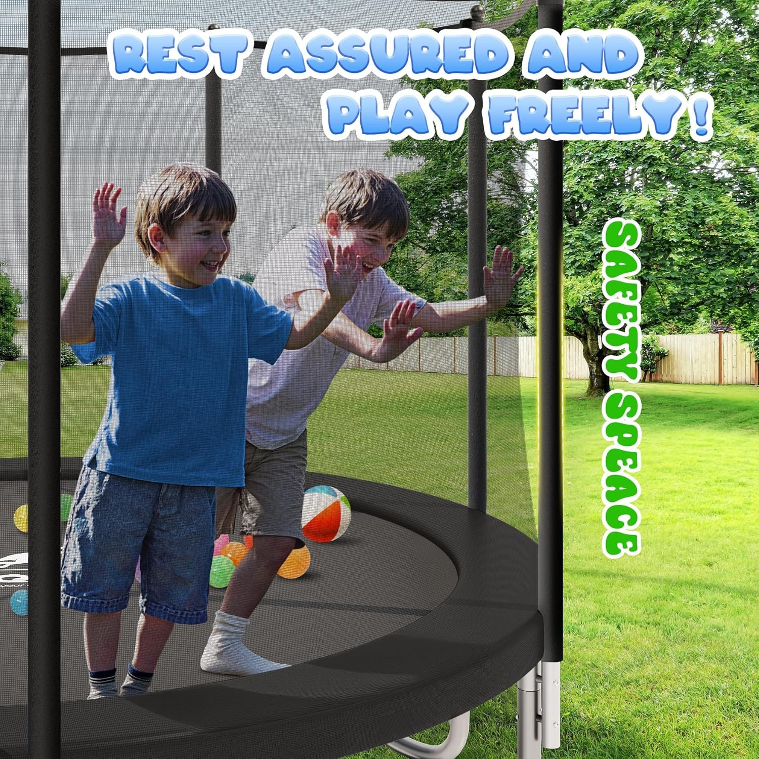 Outdoor Trampolines 8ft 10ft 12ft 14ft 15ft,Exercise Trampolines with Enclosure Net and Ladder,Recreational Anti-Rust Trampolines for Kids and Adults