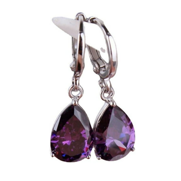 Designice 1Pcs Earrings, Rhinestone Earrings, Purple Earrings - High-Polish Finish With Pink Zircon, Elegant And Durable Design
