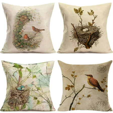 Popeven Throw Pillow Covers Vintage Bird S Nest Decorative Pillow