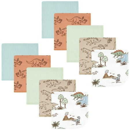 Hudson Baby Flannel Washcloths Dinosaur Adventures 10Pk One Size