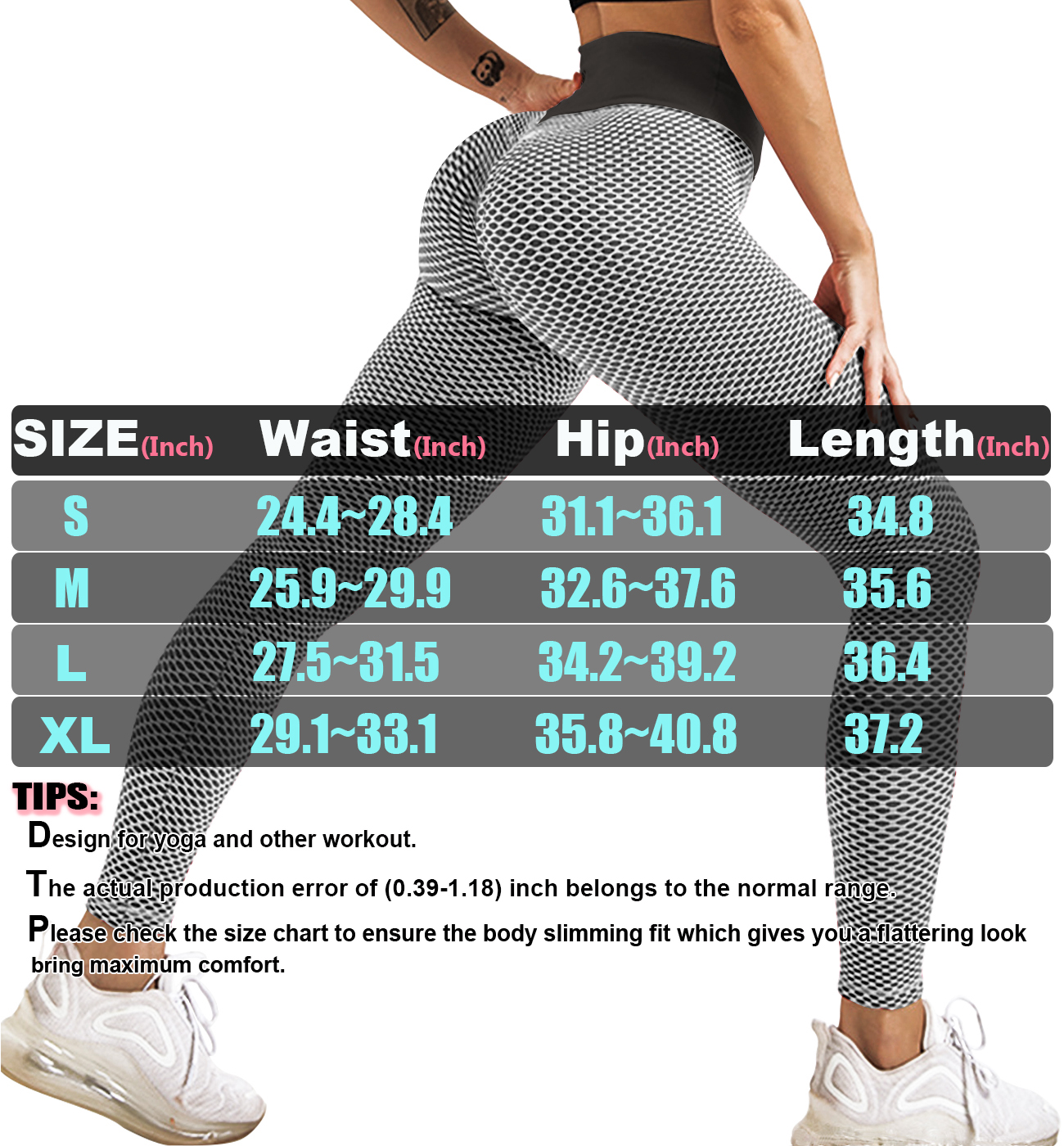 High Waisted Yoga Pants for Women Stretchy Tummy  Control Butt Lifting Booty Ruched Leggings Running Fitness Workout Tights  (Black, Large) 