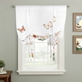 thumbnail image 2 of Pink Flower Tie Up Curtain 45 Inches Long, Butterfly Wildflower Leaf Balloon Style Kitchen Window Curtain Over Sink, Small Window Rod Pocket Curtain 42"x45", 2 of 9