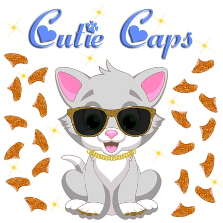 Cutie Caps 40 pack Medium Gold Prism Glitter Soft Nail Guard for Cat Paws / Claw