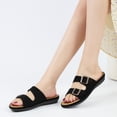 thumbnail image 5 of Ecetana Womens Flat Sandals Dressy Summer Comfortable Double Buckle Slip-On Slides Beach Shoes for Walking, 5 of 7