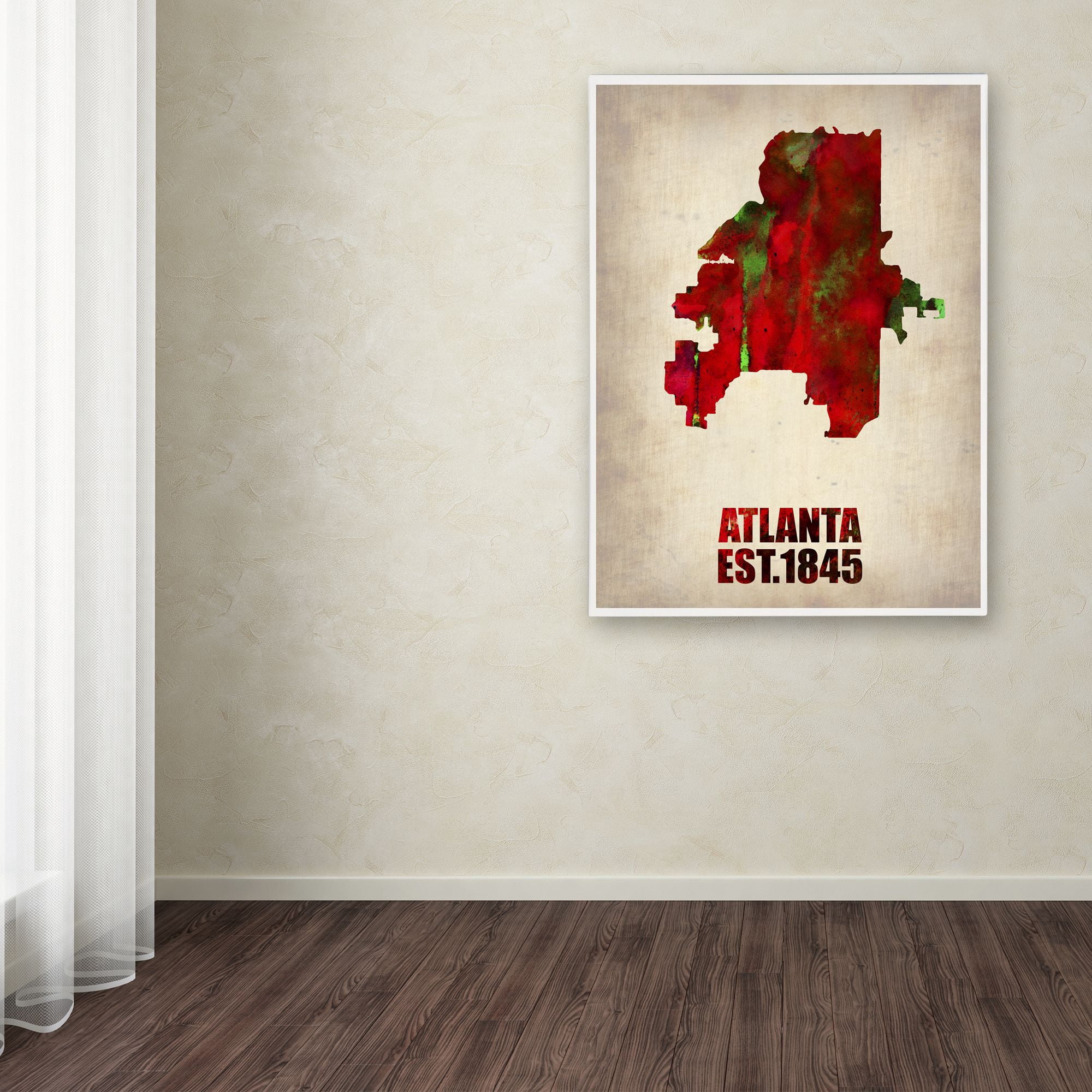 Trademark Fine Art "Atlanta Watercolor Map" Canvas Art by Naxart